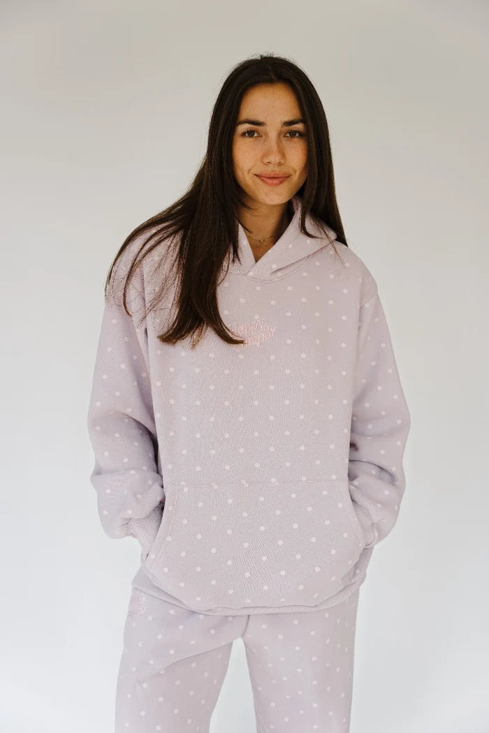 Happy Camper Polka Dot Lilac Hoodie