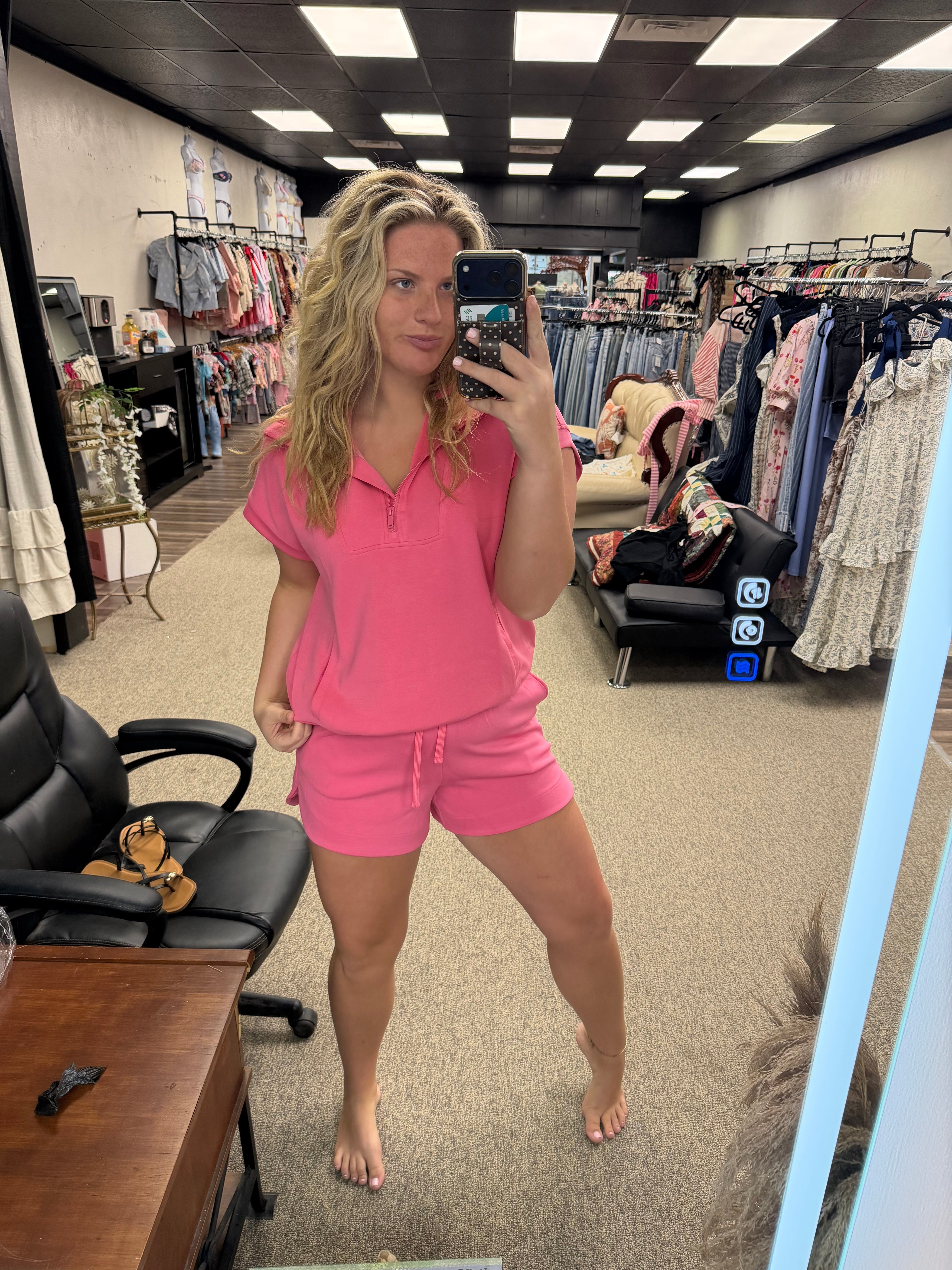 Bubblegum quarter zip set
