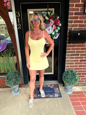 Active Chic Built-In Shorts Athletic Dress (Pink & Lemon)