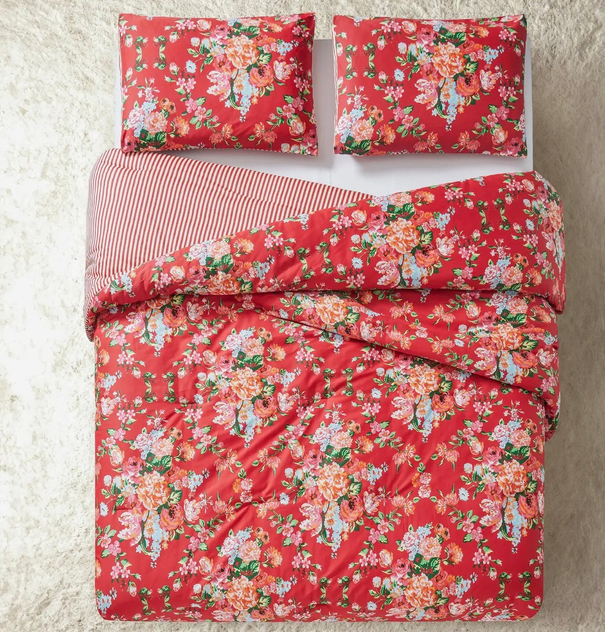 Vintage Rose Reversible King Comforter Set