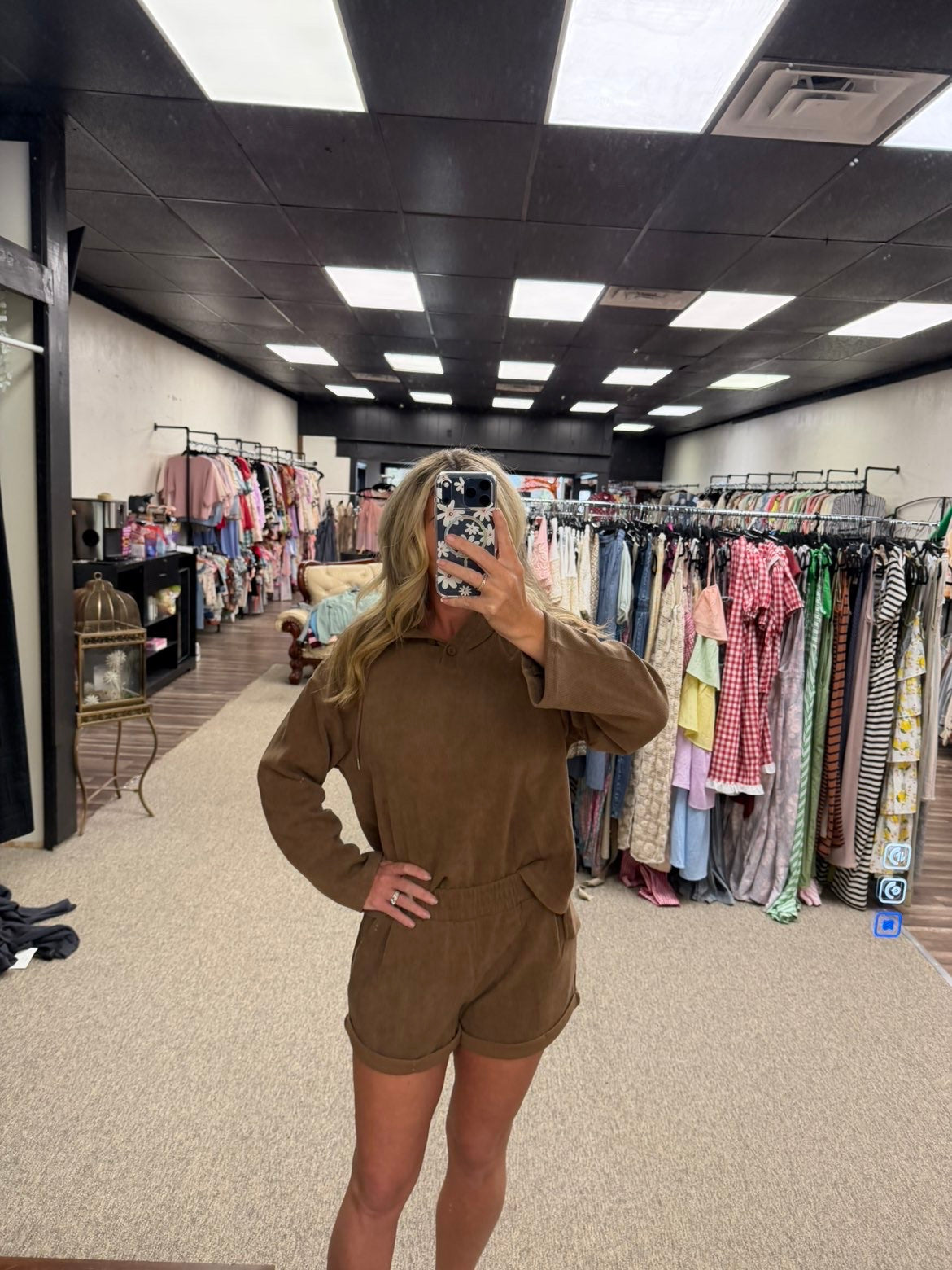 Ribbed Hooded Top & Shorts Set