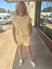 Purple and yellow striped set
