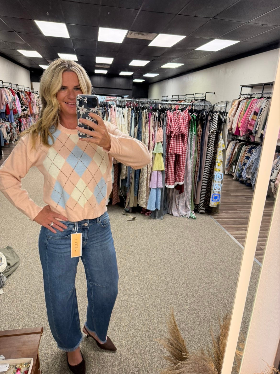Pastel Argyle Knit Sweater