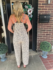 Leopard wide leg overalls