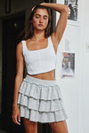 Heather grey tiered terry skirt