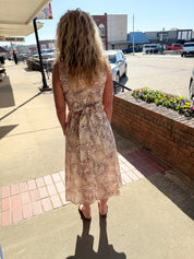 Golden Savannah Leopard Button-Front Midi Dress