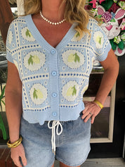 Summer Garden Crochet Button Cardigan