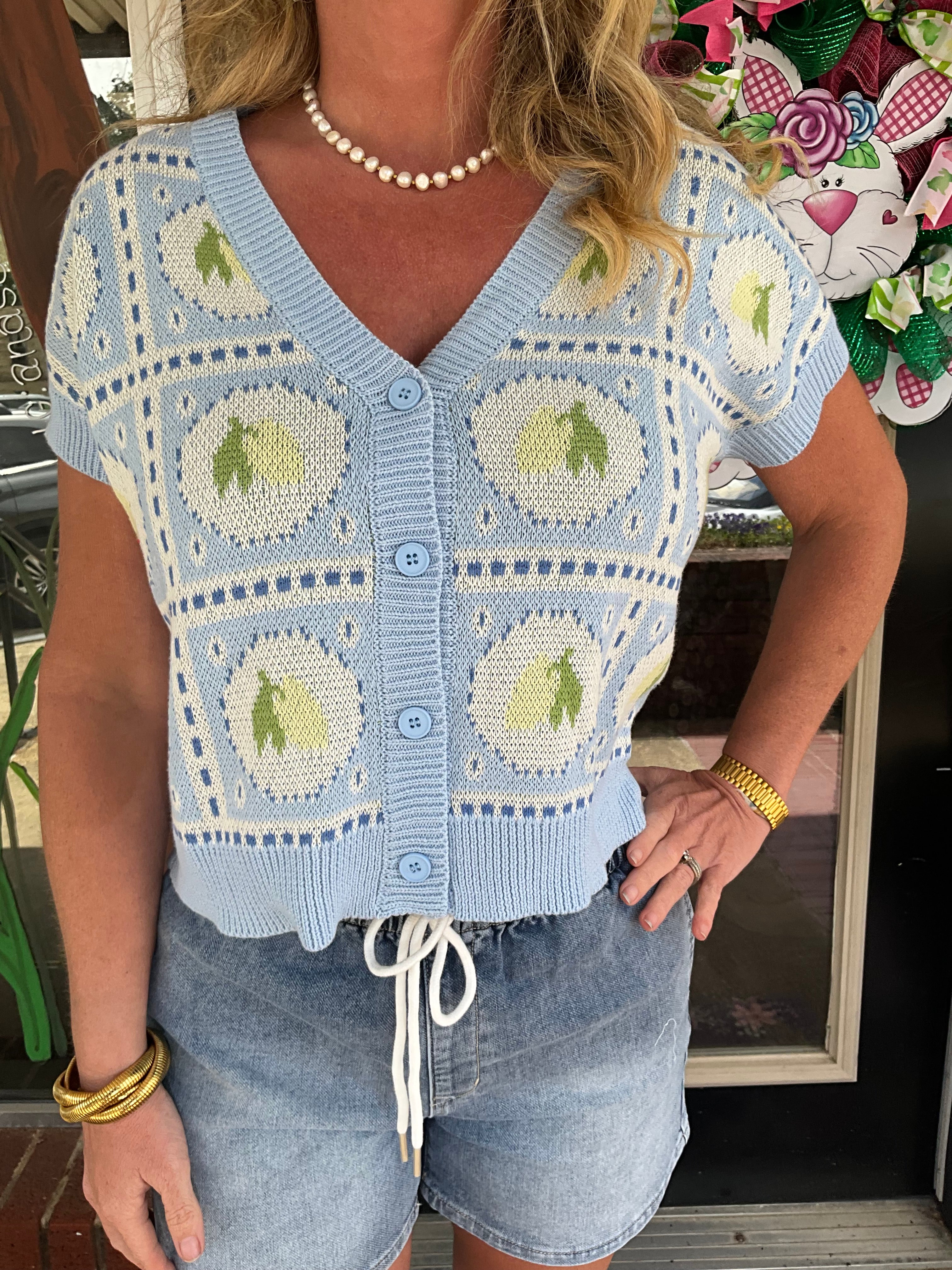 Summer Garden Crochet Button Cardigan