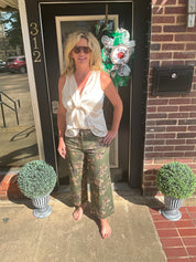 Green floral pants