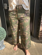 Green floral pants