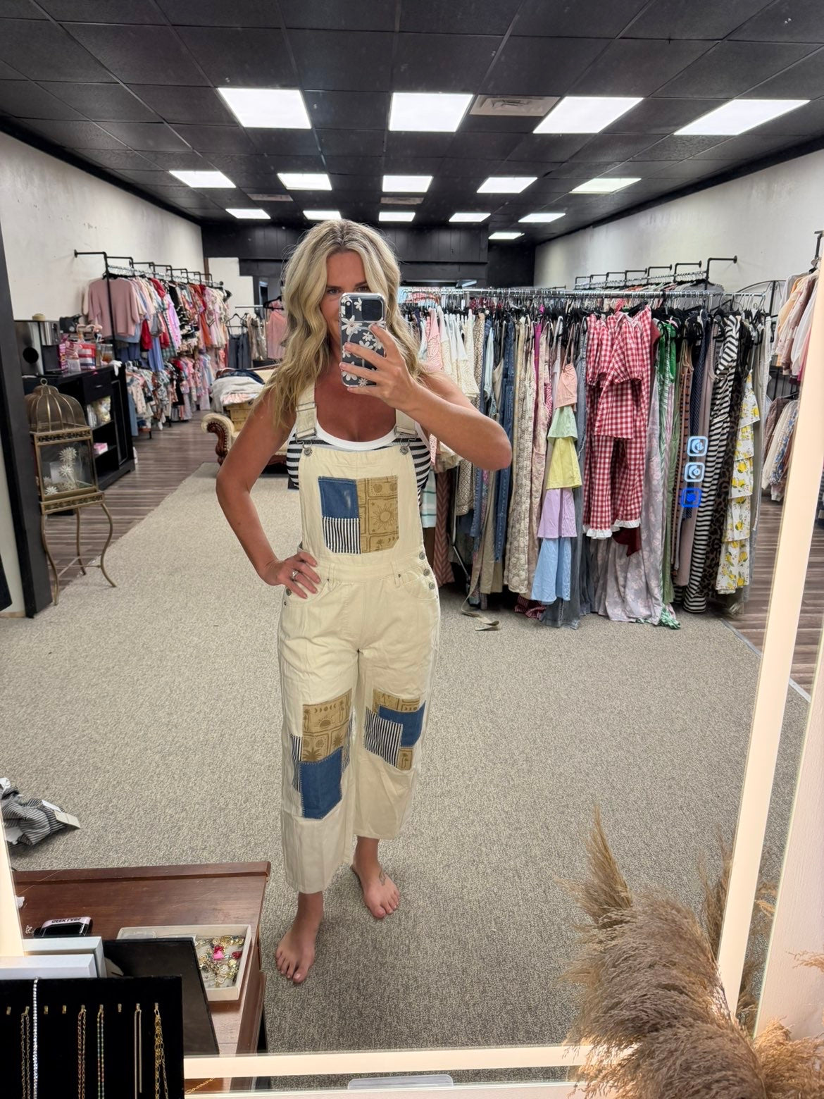 Patchwork Pocket Overalls