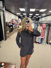 Ribbed Hooded Top & Shorts Set