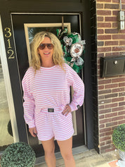 Pink & white striped set