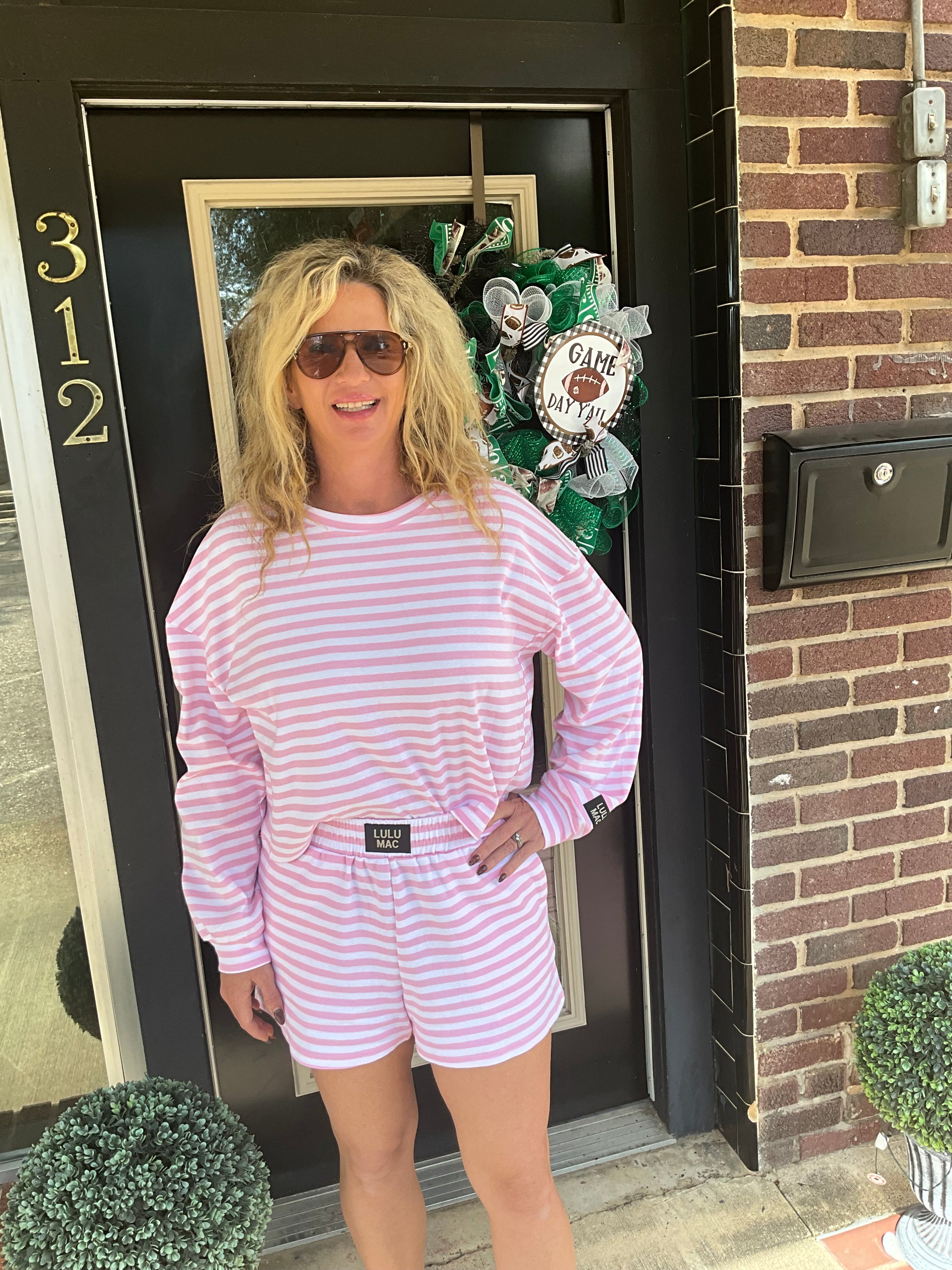 Pink & white striped set