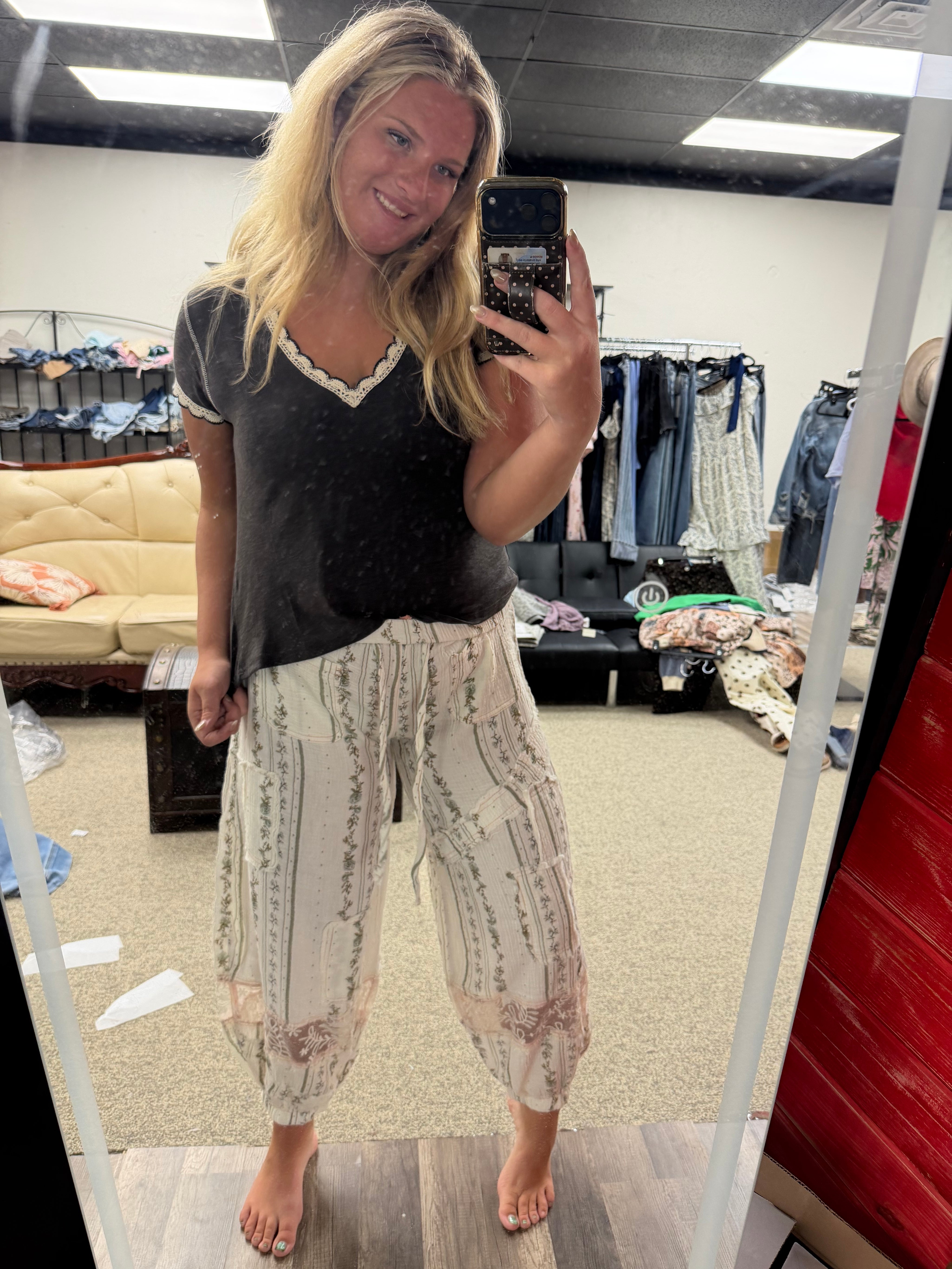 POL Meadow Muse Patchwork Balloon Pants