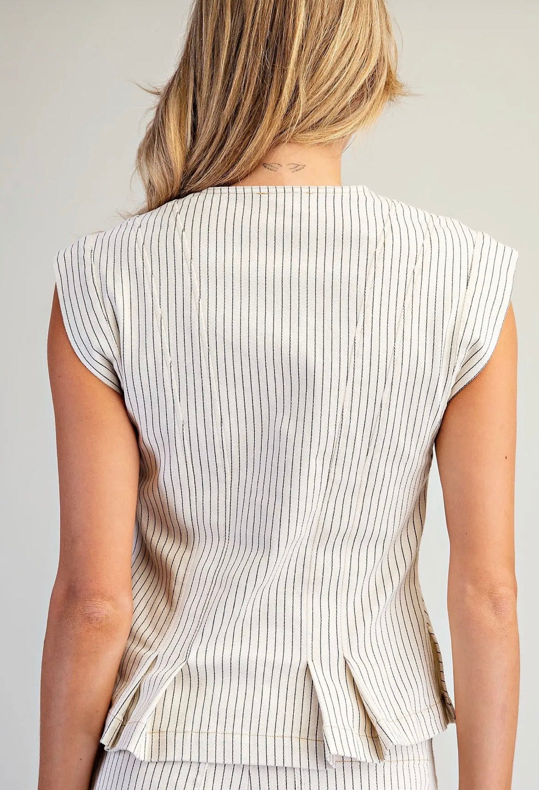 Pinstripe Poise Button Vest
