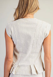 Pinstripe Poise Button Vest