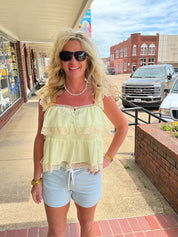 Lemon Lace Dream Tiered Babydoll Top
