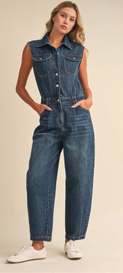 Downtown Denim Barrel-Leg Jumpsuit