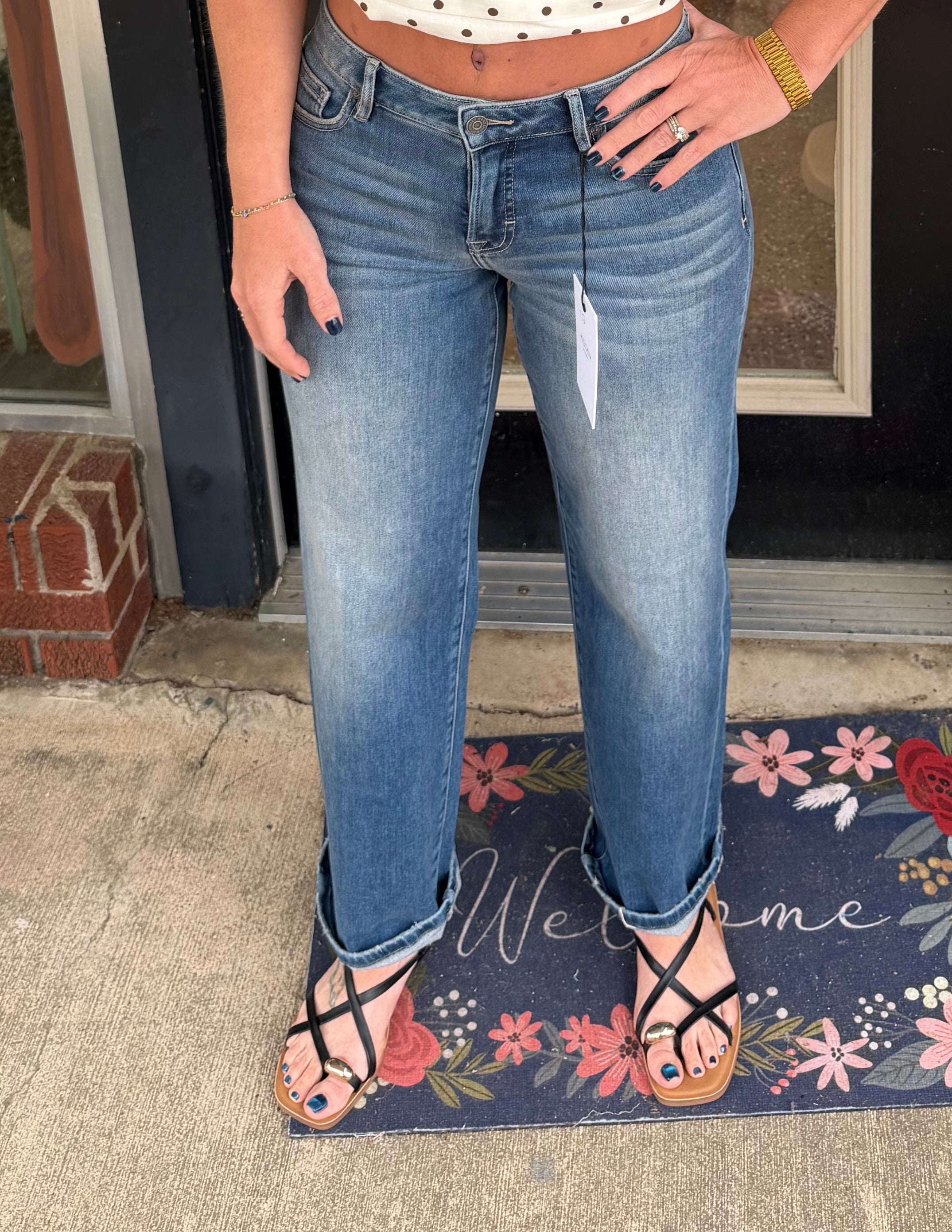 Hidden dark wash Logan style jeans