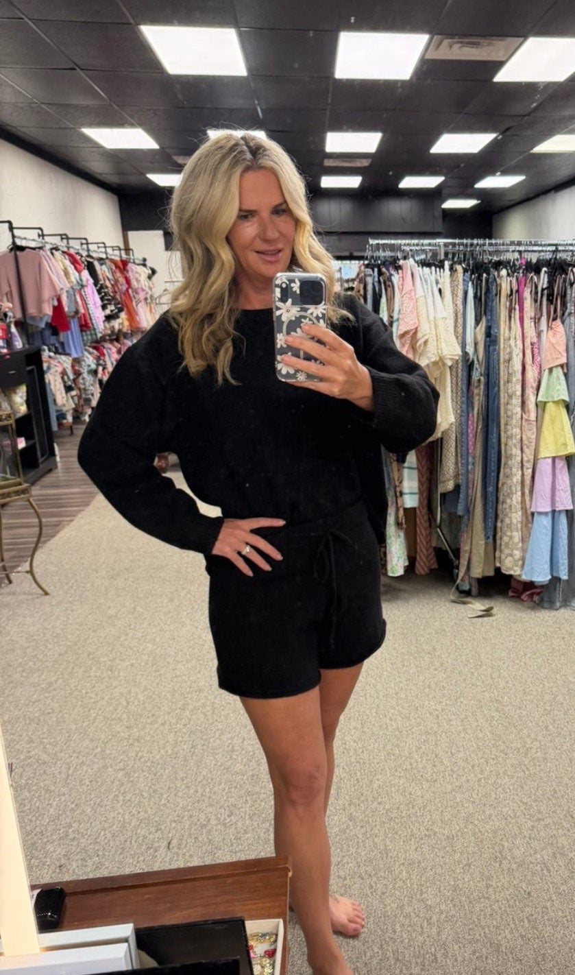 Black sweater short set