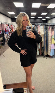 Black sweater short set