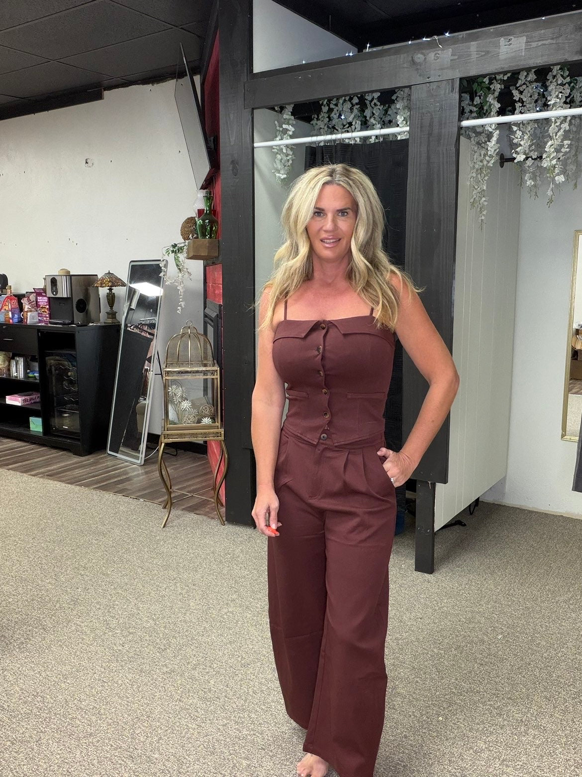 Merlot Moment Corset Pant Set