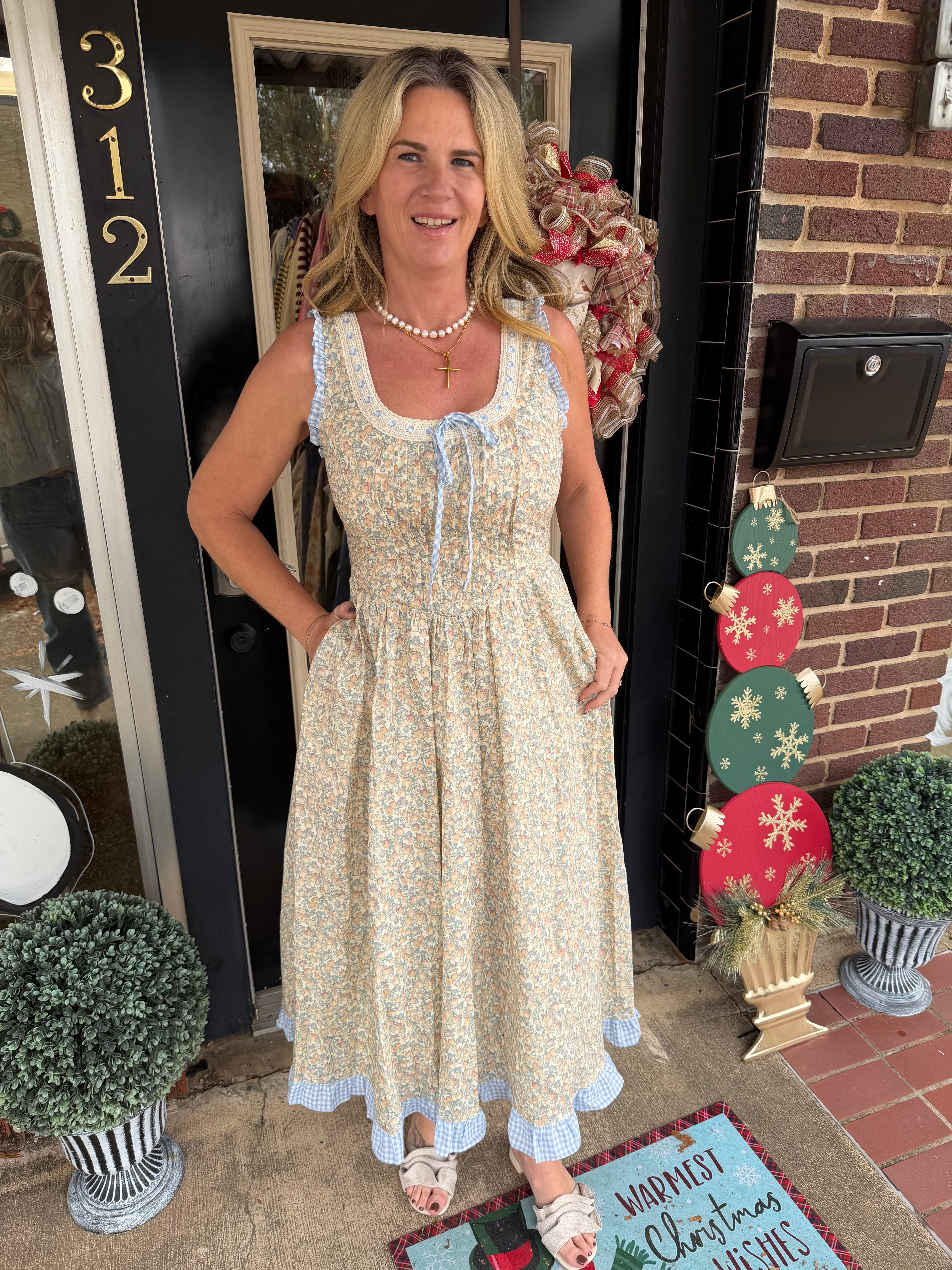 Meadow Gingham Cottage Maxi