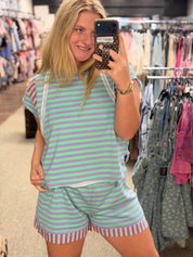 Sweet Stripe Contrast Lounge Set
