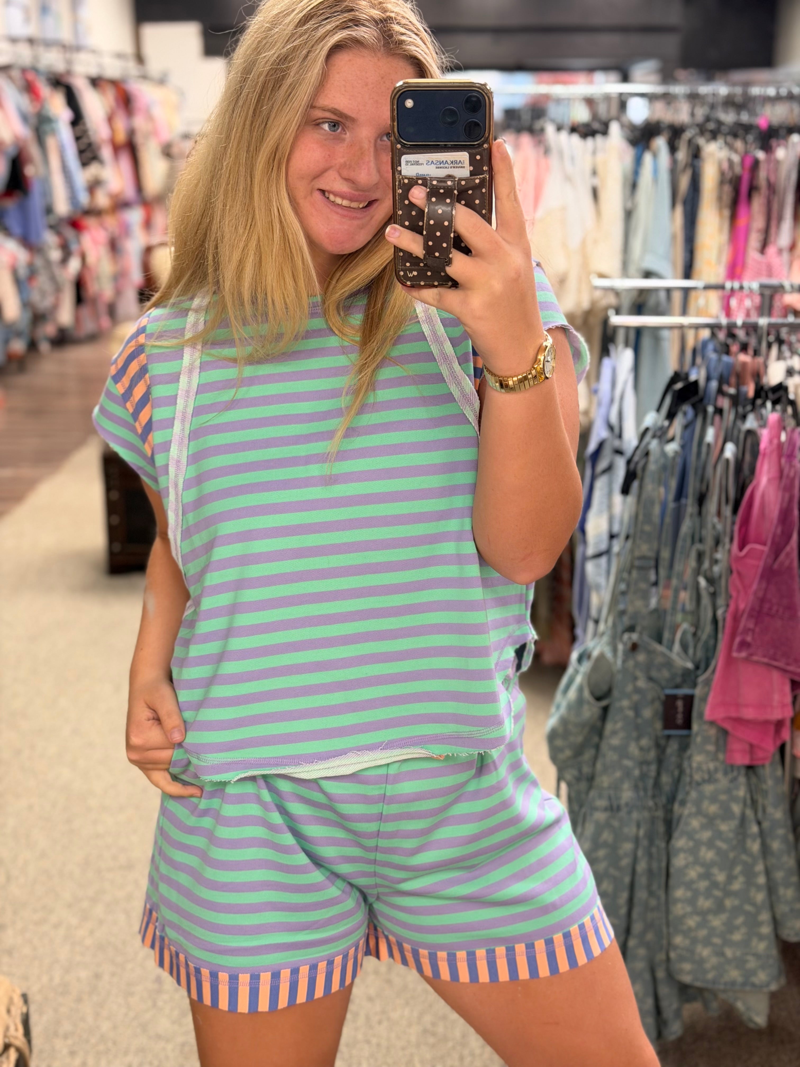 Sweet Stripe Contrast Lounge Set