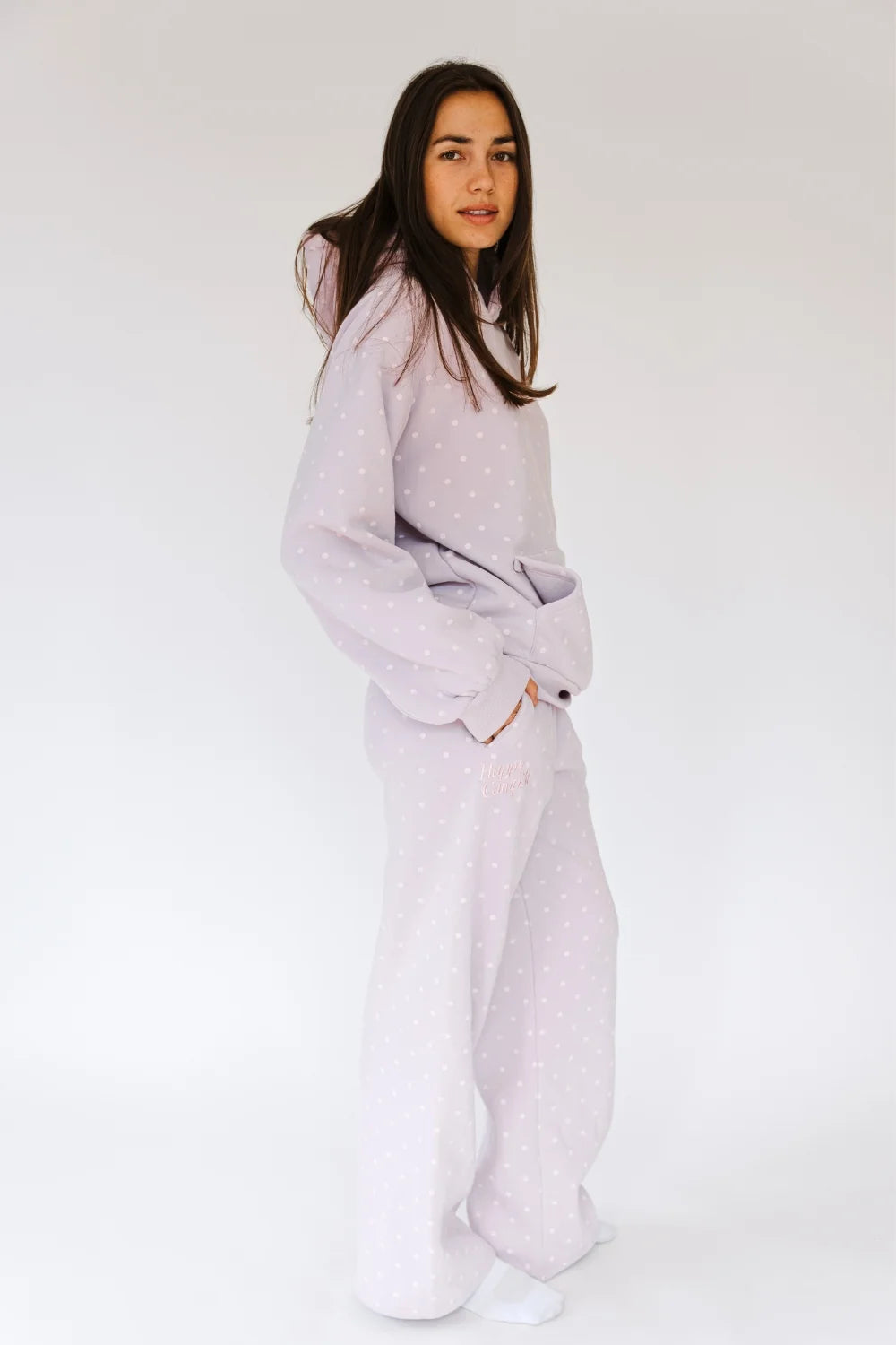 Happy Camper Polka Dot Lilac Hoodie