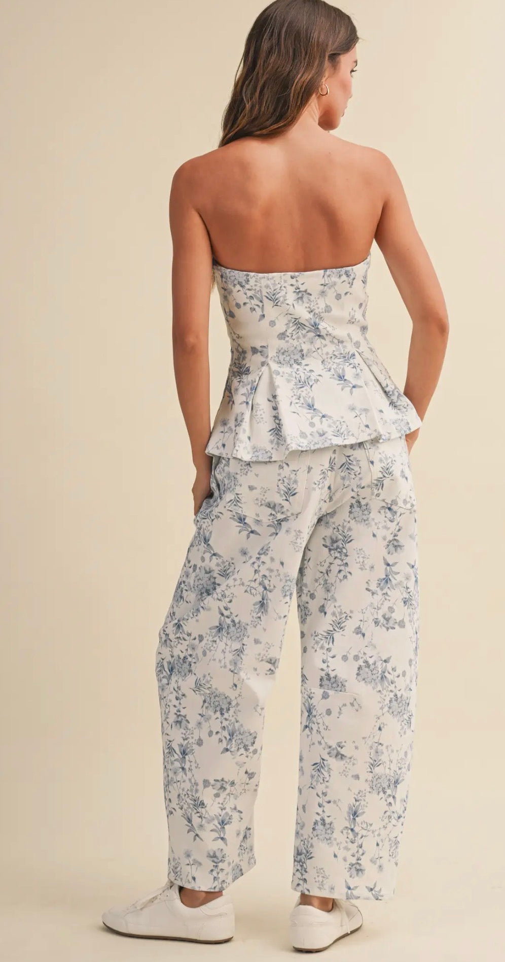 Blue Willow Strapless Peplum Set