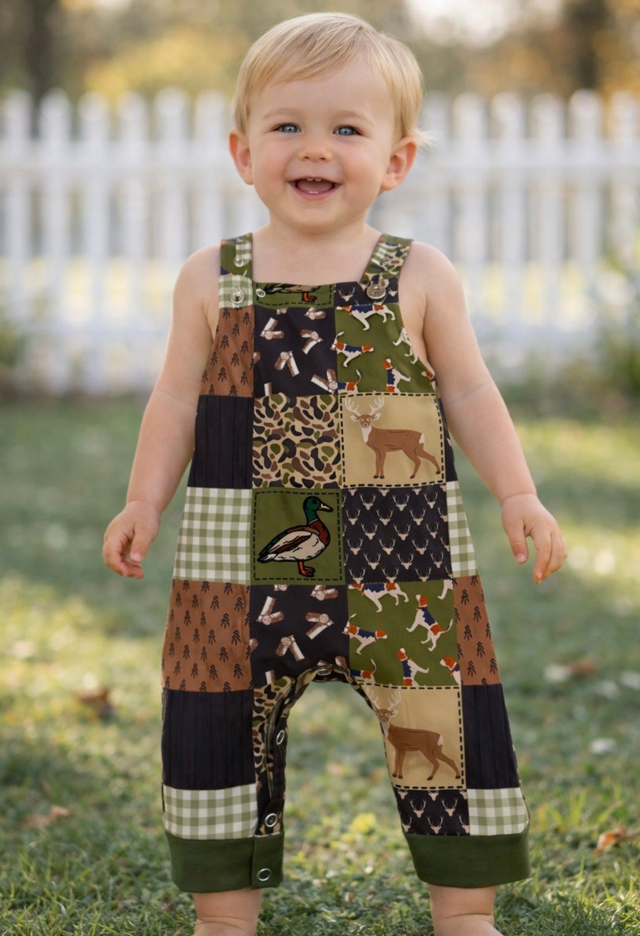 Little boys deer & duck overalls
