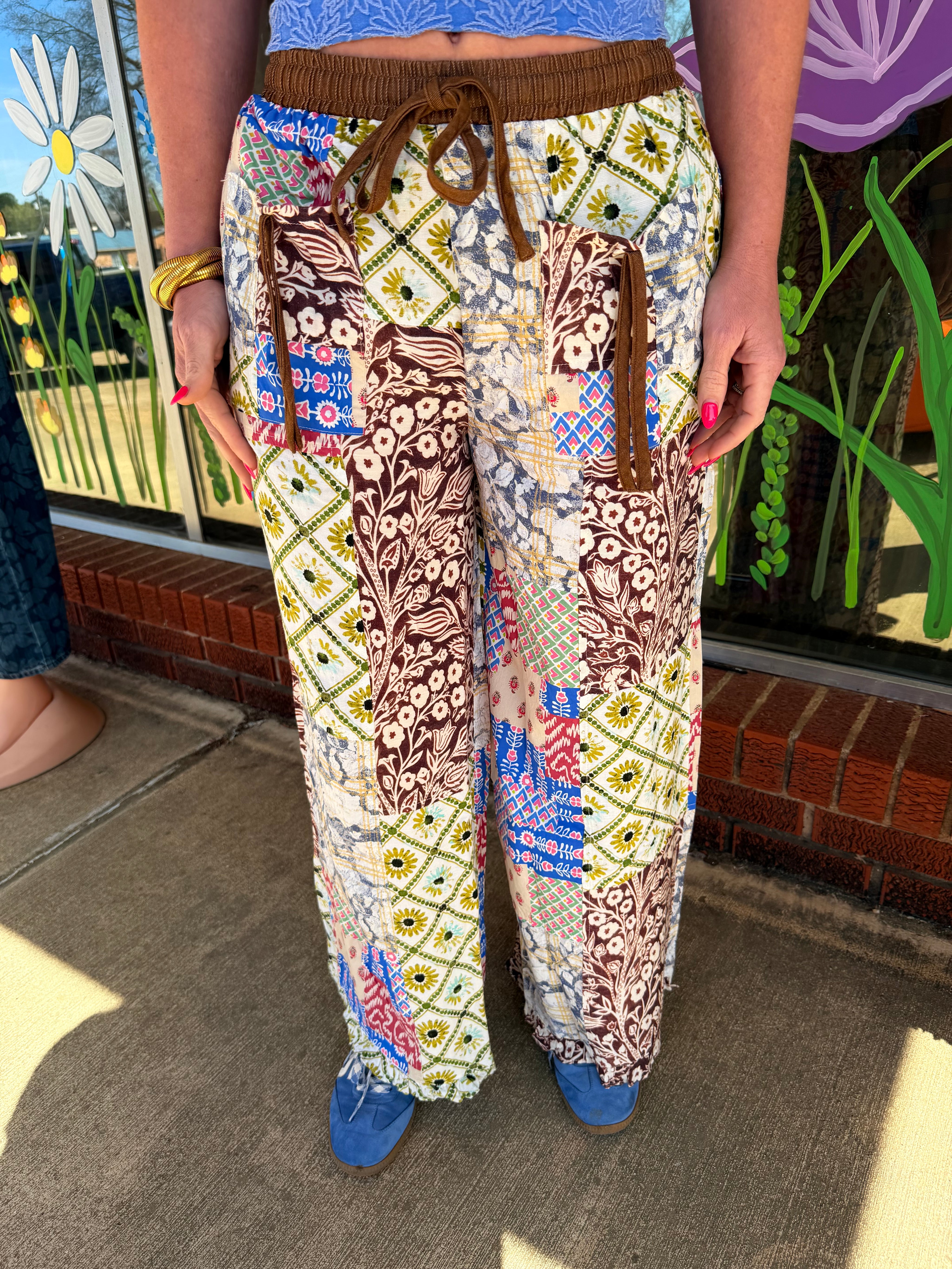 Free Spirit Patchwork Boho Wide Leg Pants