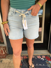 Cool Lovervet High Rise Drawstring Denim Shorts