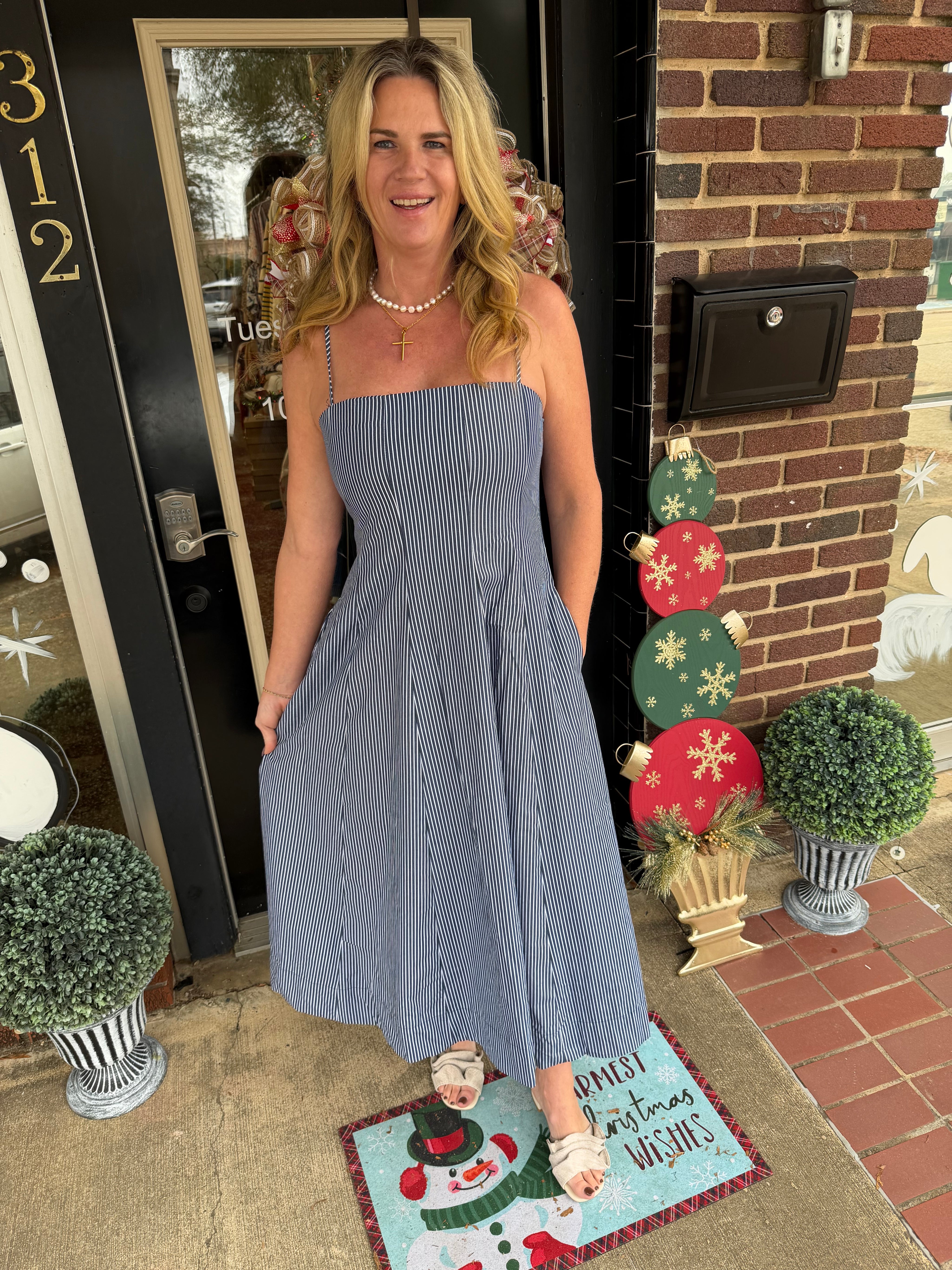 Harbor Breeze Striped Midi Dress