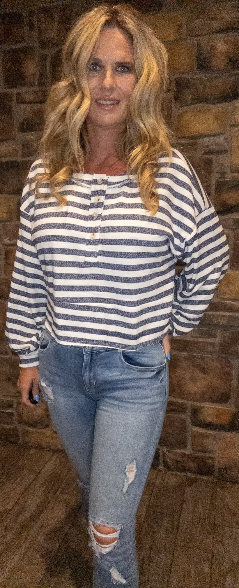 Navy striped pullover