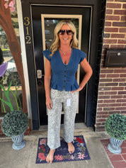 Blue Jean Beauty Button-Front Denim Top
