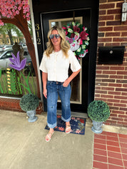 Short Sleeve Button Down Knit Cardigan