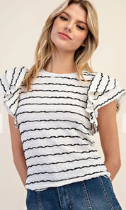 Off white ruffle sleeve