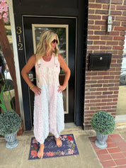 POL Pink Confetti Textured Overalls