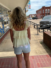 Lemon Lace Dream Tiered Babydoll Top