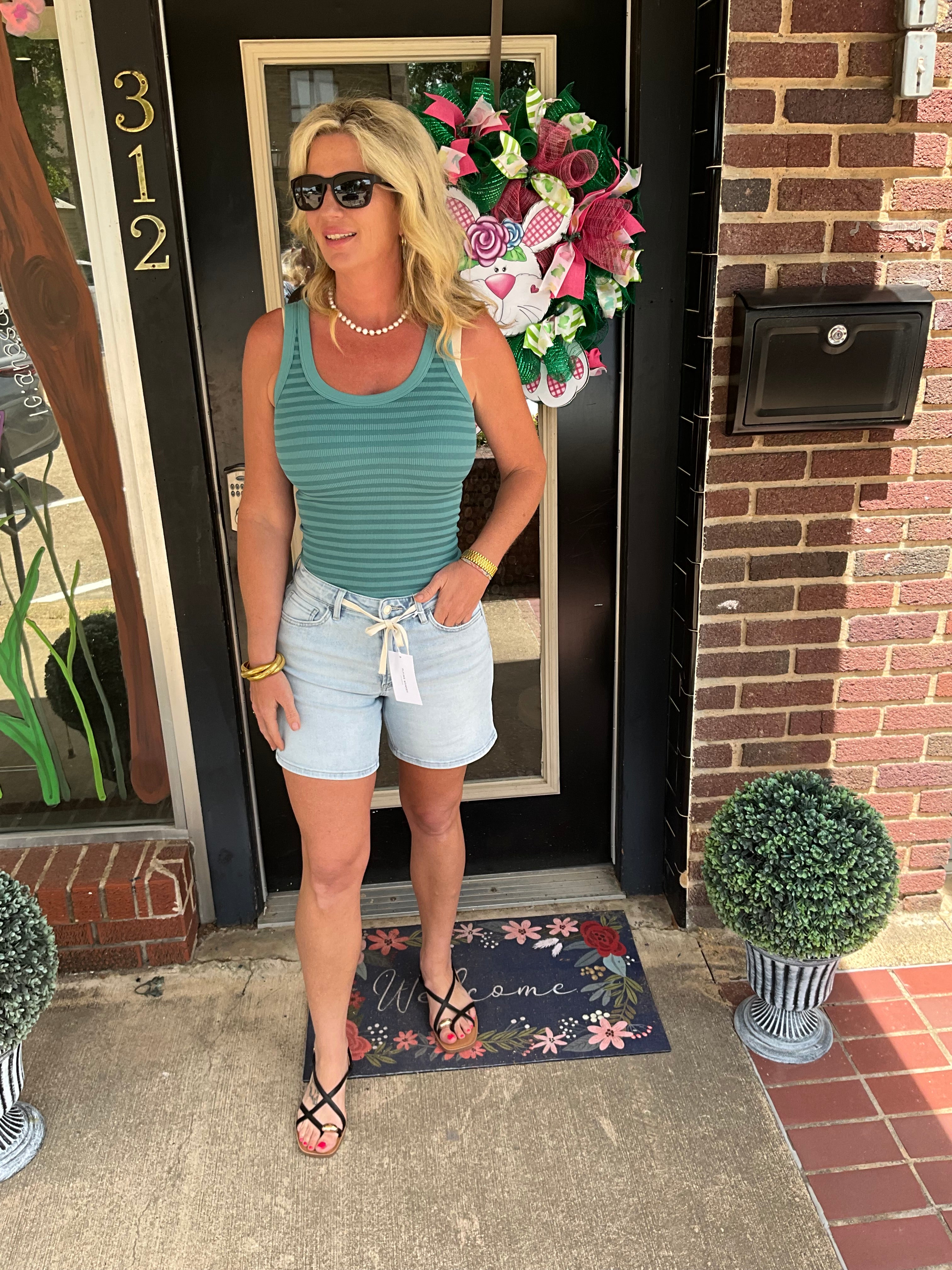 Cool Lovervet High Rise Drawstring Denim Shorts