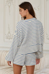 blue striped pullover