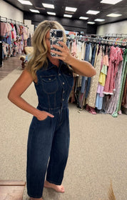 Downtown Denim Barrel-Leg Jumpsuit
