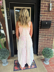 POL Pink Confetti Textured Overalls