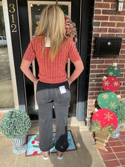 Rust Ridge Knit Polo Top