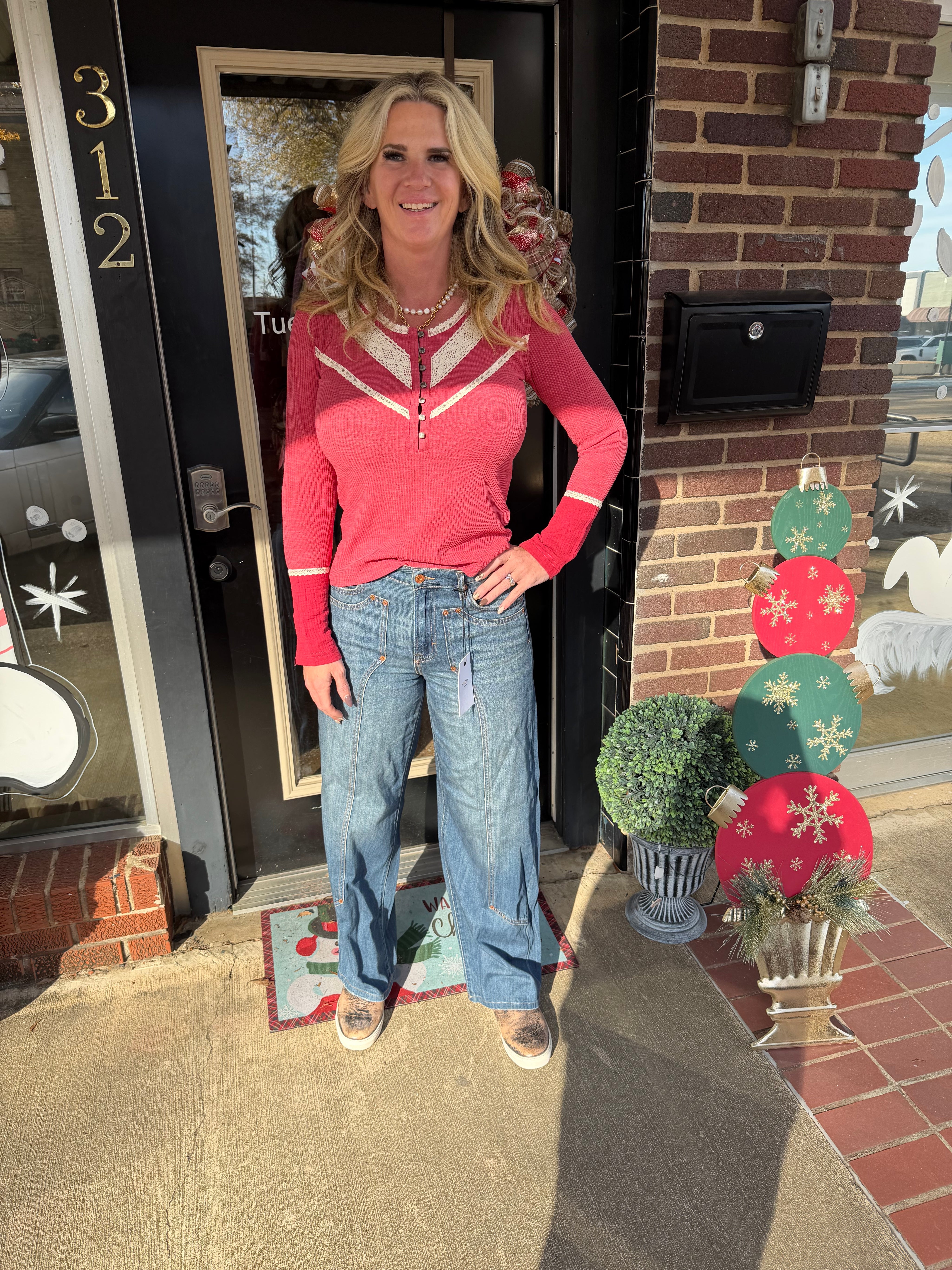 Hidden- stitched wide leg