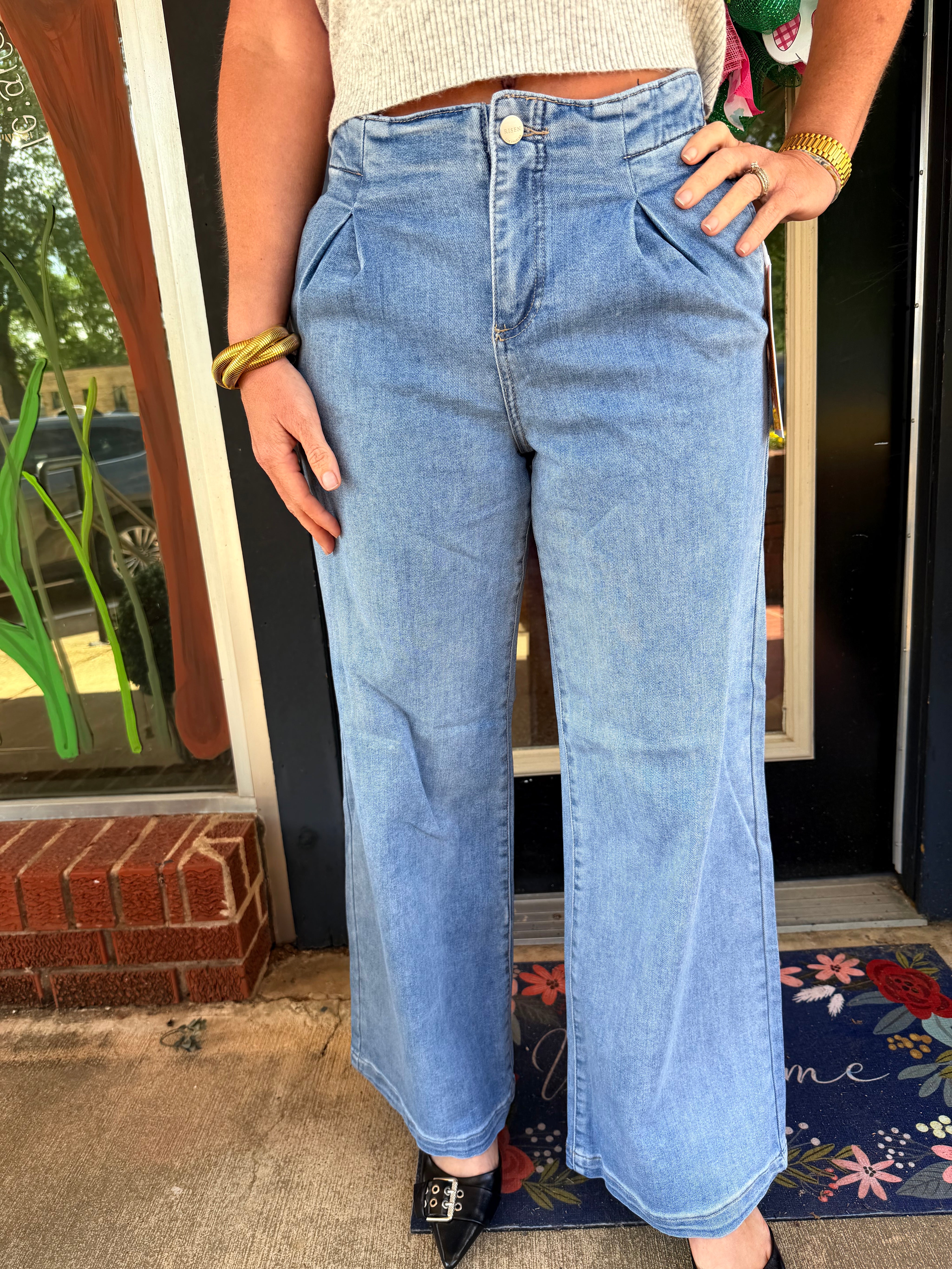 Risen Effortless Edge Wide Leg Jeans