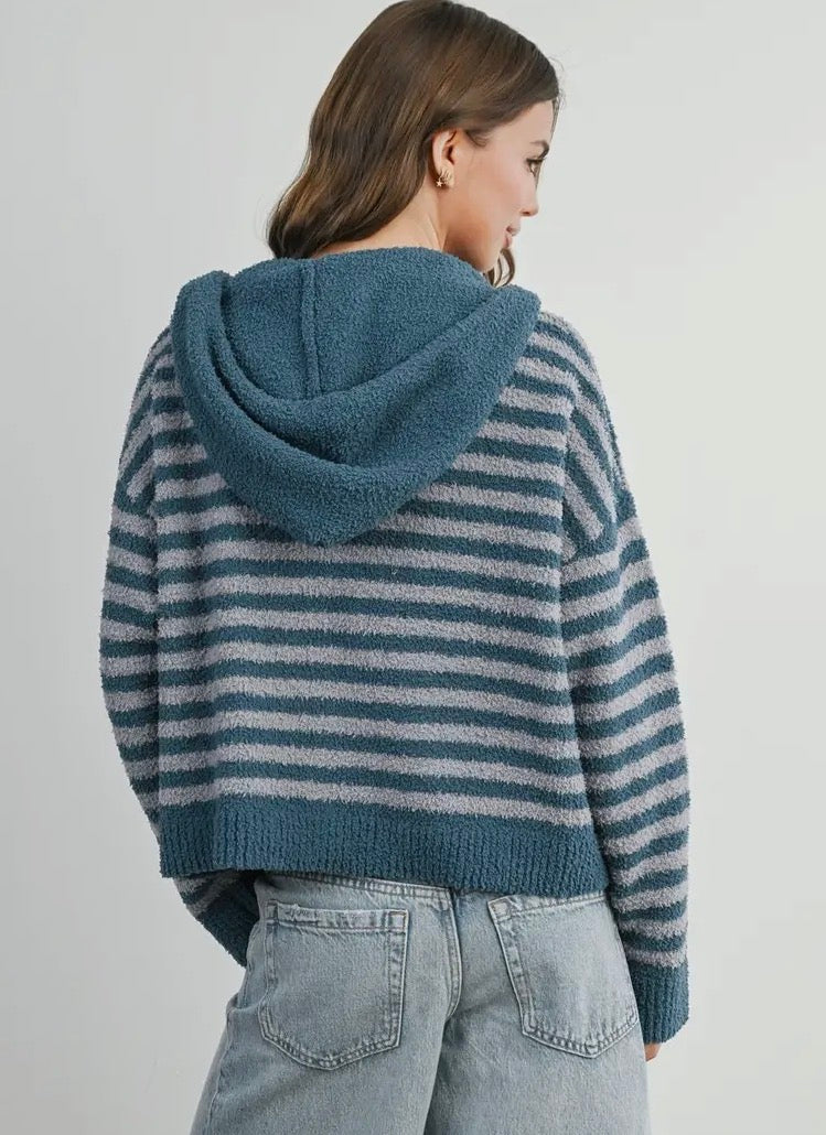 Blue/ grey zip up cardigan
